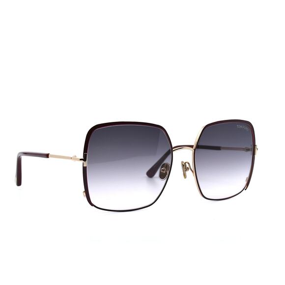 NEW TOM FORD TF1006/S RAPHAELA GOLD BURGUNDY GREY GRADIENT AUTHENTIC SUN… - Picture 3 of 10